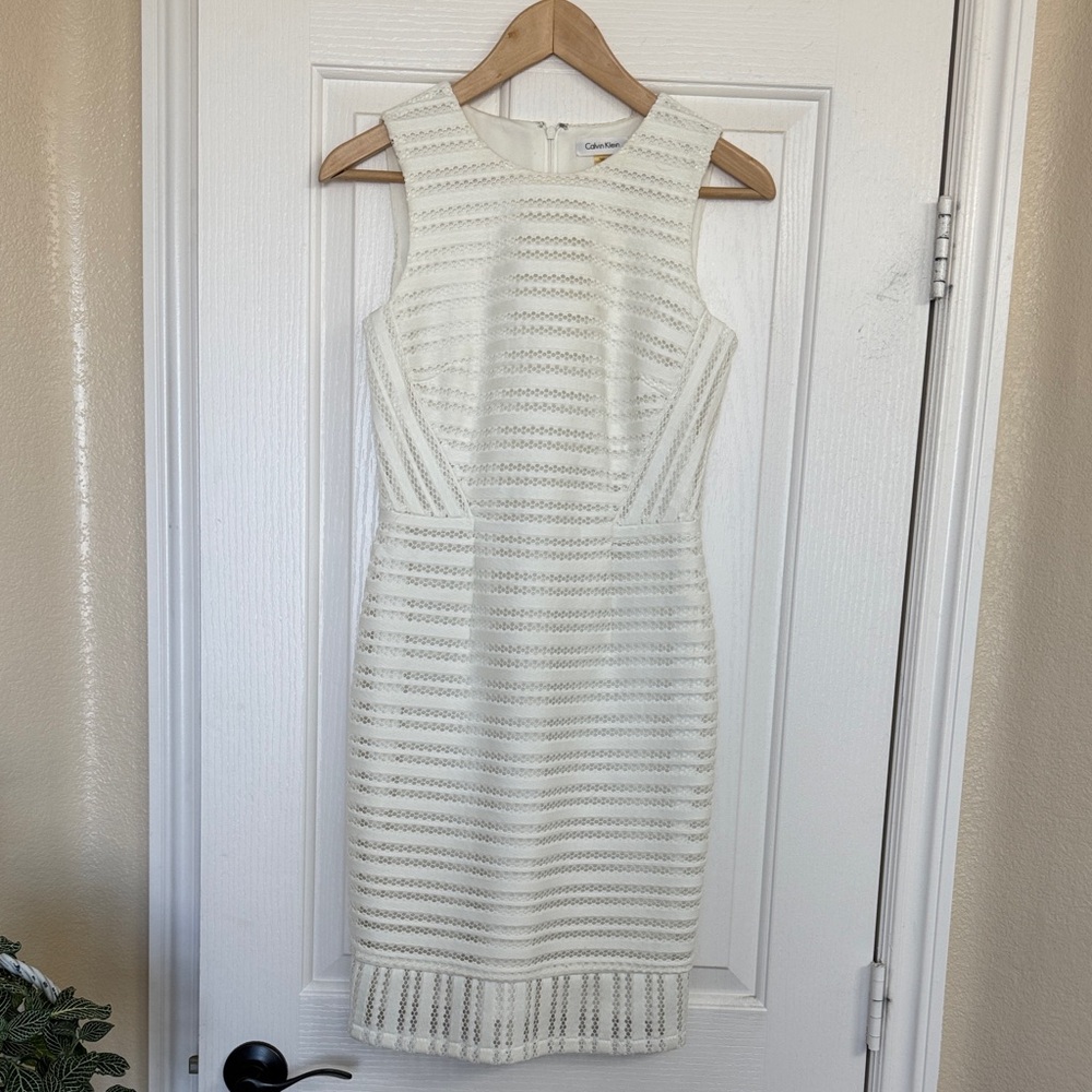 Calvin Klein Textured White Midi Dress